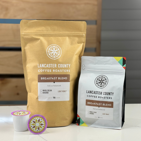 Breakfast Blend Full and Balanced Coffee Beans and KCups- Lancaster County Coffee