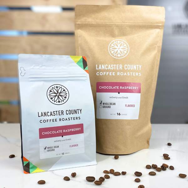 Chocolate Raspberry velvety and fresh coffee beans - Lancaster County Coffee.