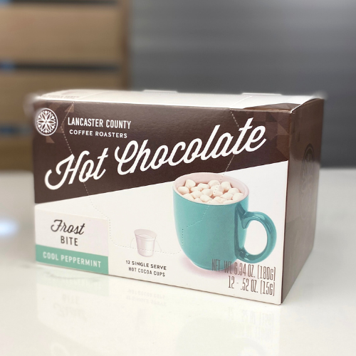 Box of Hot Chocolate Single Cup Frost Bite - Lancaster County Coffee