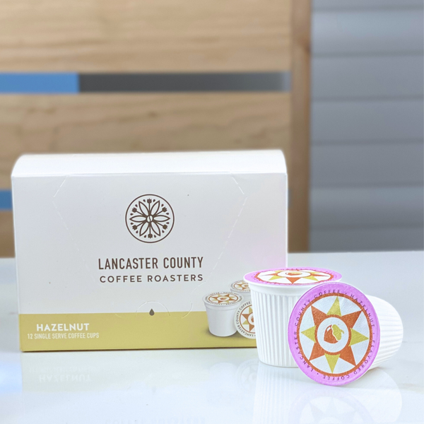 Hazelnut smooth and buttery Amish Coffee Single Brew Cup- Lancaster County Coffee.