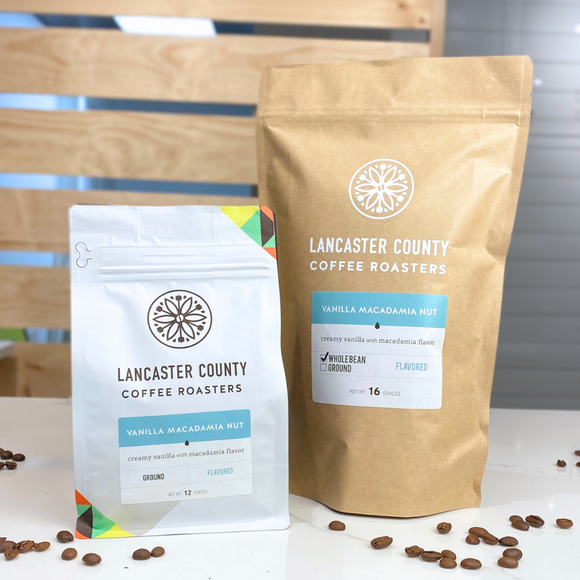 Vanilla Macadamia Nut Flavored Coffee Beans- Light and Smooth - Lancaster County 