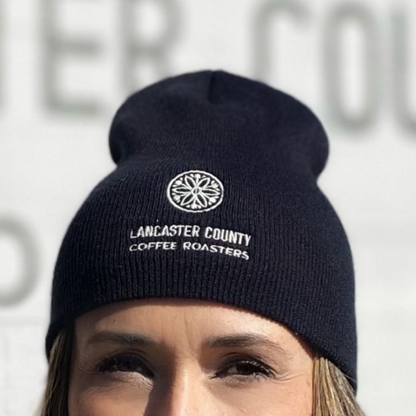 Winter Beanie Hat on Person - Lancaster County Coffee